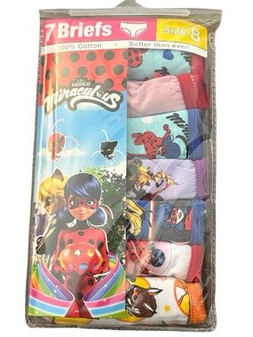 Miraculous Ladybug Girls' 7-Pack Cotton Briefs - Multicolor (Size 8)